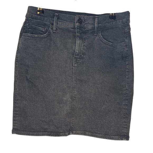 Mother Black Stretch Distressed Denim Mini Skirt Women's Size 26 - Picture 1 of 7